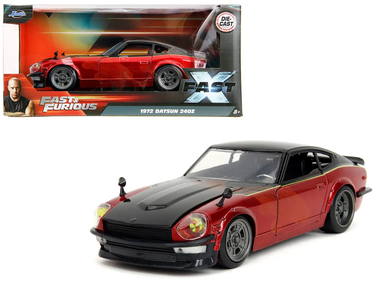 1972 Datsun 240Z Black And Red Metallic With Graphics "Fast X" (2023) Movie "Fast & Furious" Series 1/24 Diecast Model Car By Jada 1