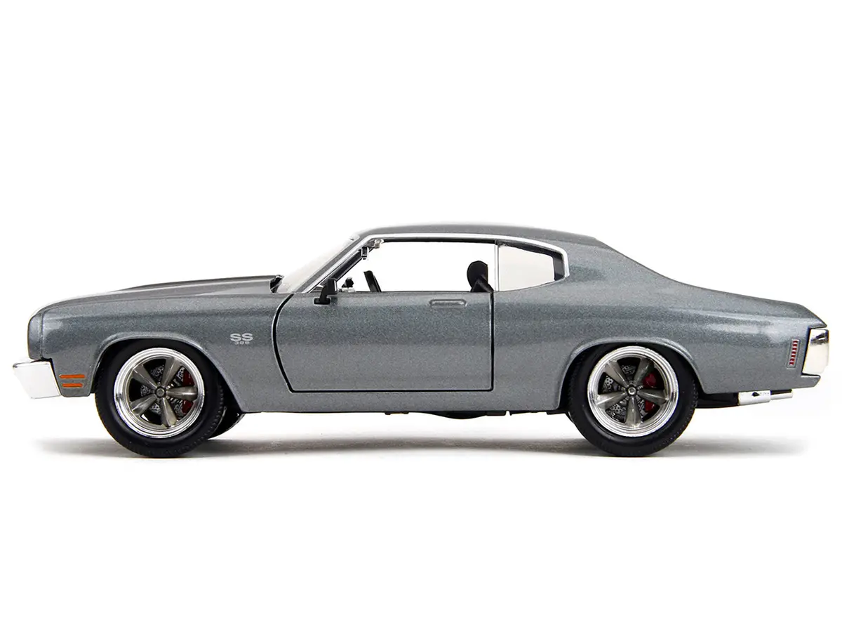 1970 Chevrolet Chevelle Ss Gray Metallic With Black Stripes "Fast & Furious" (2009) Movie "Fast & Furious" Series 1/24 Diecast Model Car By Jada 2