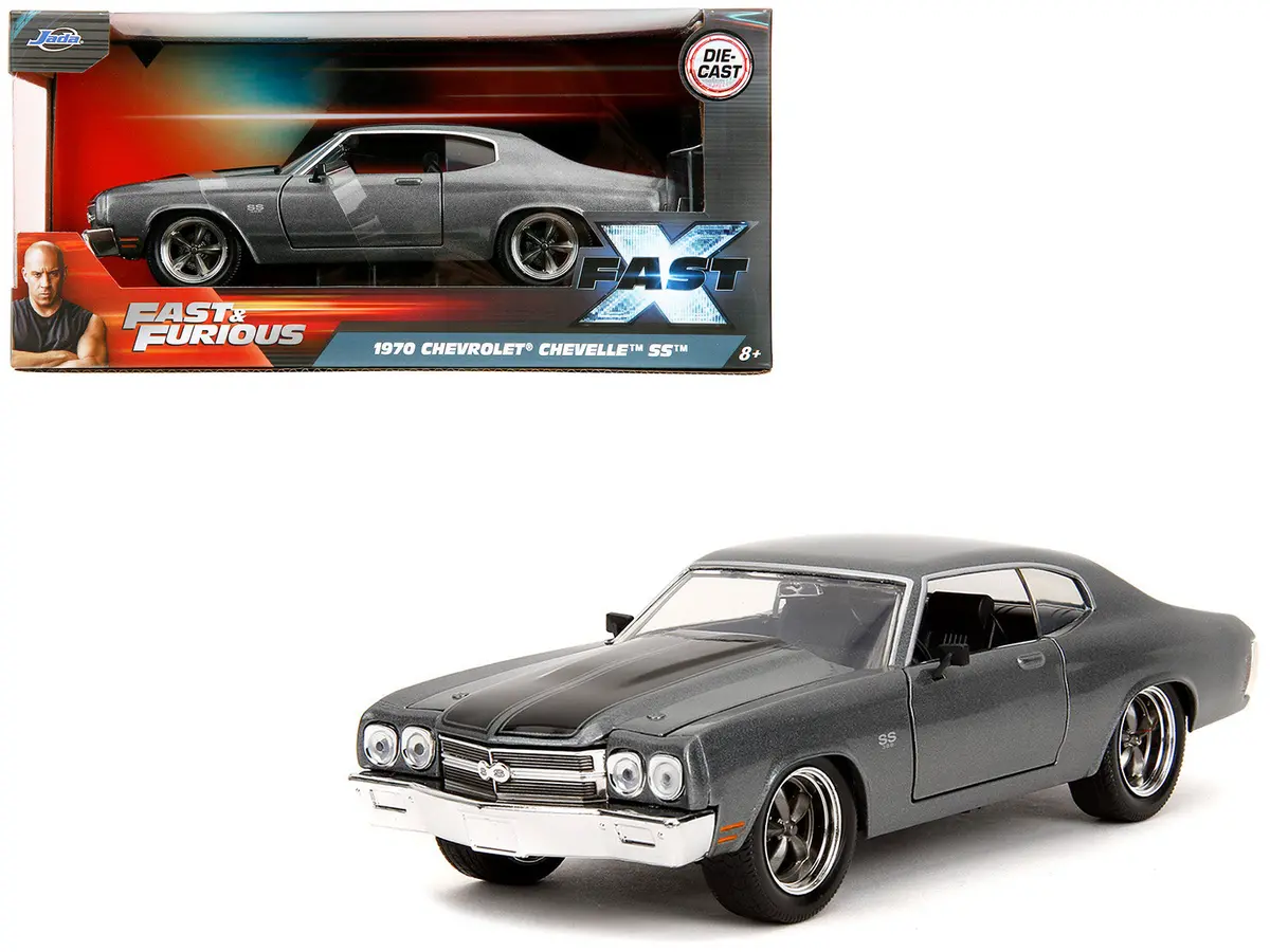 1970 Chevrolet Chevelle Ss Gray Metallic With Black Stripes "Fast & Furious" (2009) Movie "Fast & Furious" Series 1/24 Diecast Model Car By Jada 1
