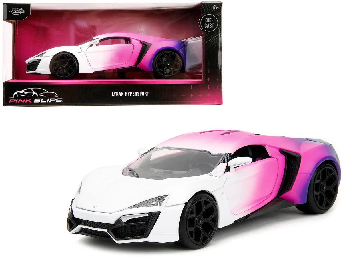Lykan Hypersport White Pink And Purple Gradient "Pink Slips" Series 1/24 Diecast Model Car By Jada 1