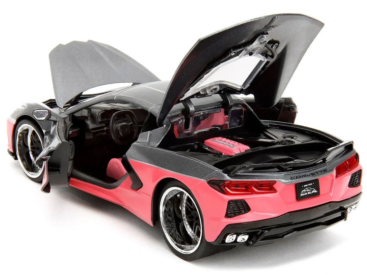 2020 Chevrolet Corvette Gray Metallic And Pink "Pink Slips" Series 1/24 Diecast Model Car By Jada 2