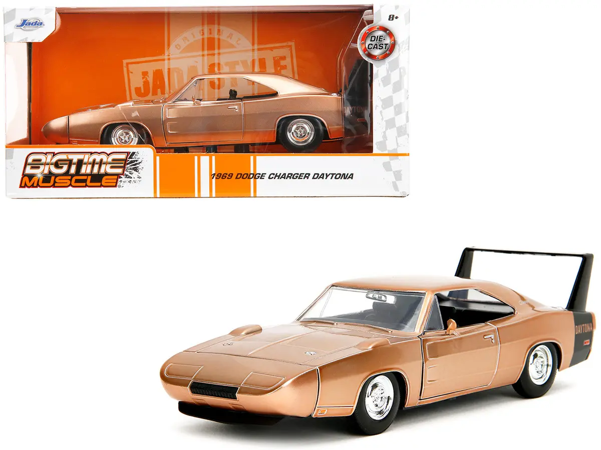 1969 Dodge Charger Daytona Bronze Metallic With Black Tail Stripe "Bigtime Muscle" Series 1/24 Diecast Model Car By Jada 1