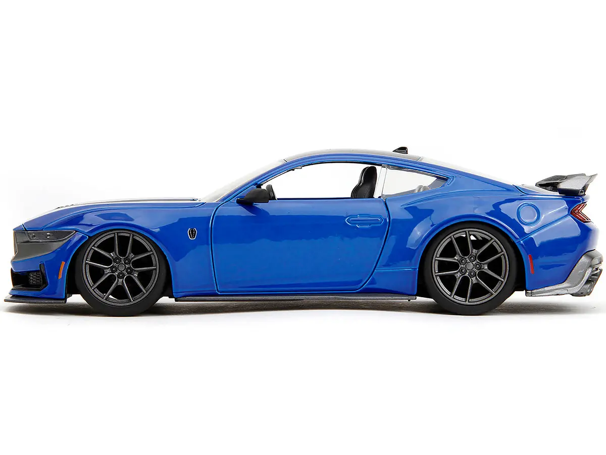 2024 Ford Mustang Dark Horse Blue Metallic With Black And Gray Stripes "Bigtime Muscle" Series 1/24 Diecast Model Car By Jada 2