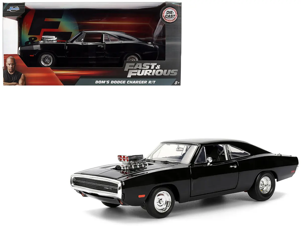 Dom's 1970 Dodge Charger R/T Black "F9" (2021) Movie "Fast & Furious" Series 1/24 Diecast Model Car By Jada 1