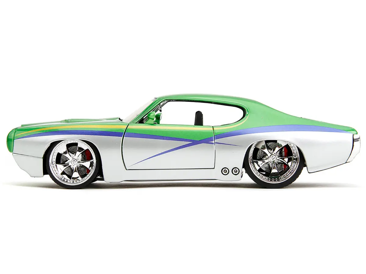1969 Pontiac Gto Judge Green Metallic And Silver With Stripes "Bigtime Muscle" Series 1/24 Diecast Model Car By Jada 2