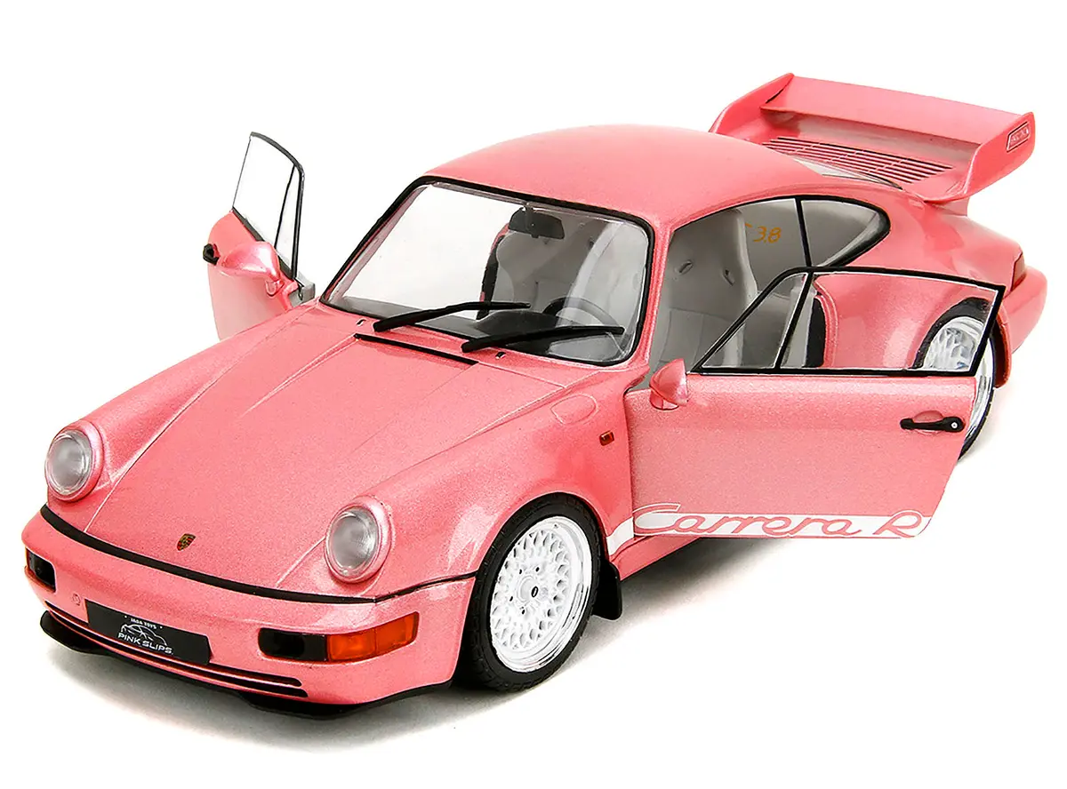 Porsche 911 Carrera Rs (964) Pink Metallic With White Stripes "Pink Slips" Series 1/18 Diecast Model Car By Jada 2