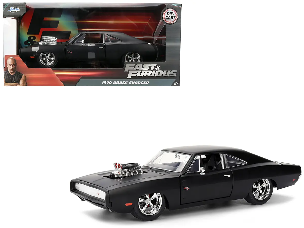 1970 Dodge Charger R/T Matte Black "Fast & Furious" (2009) Movie "Fast & Furious" Series 1/24 Diecast Model Car By Jada 1