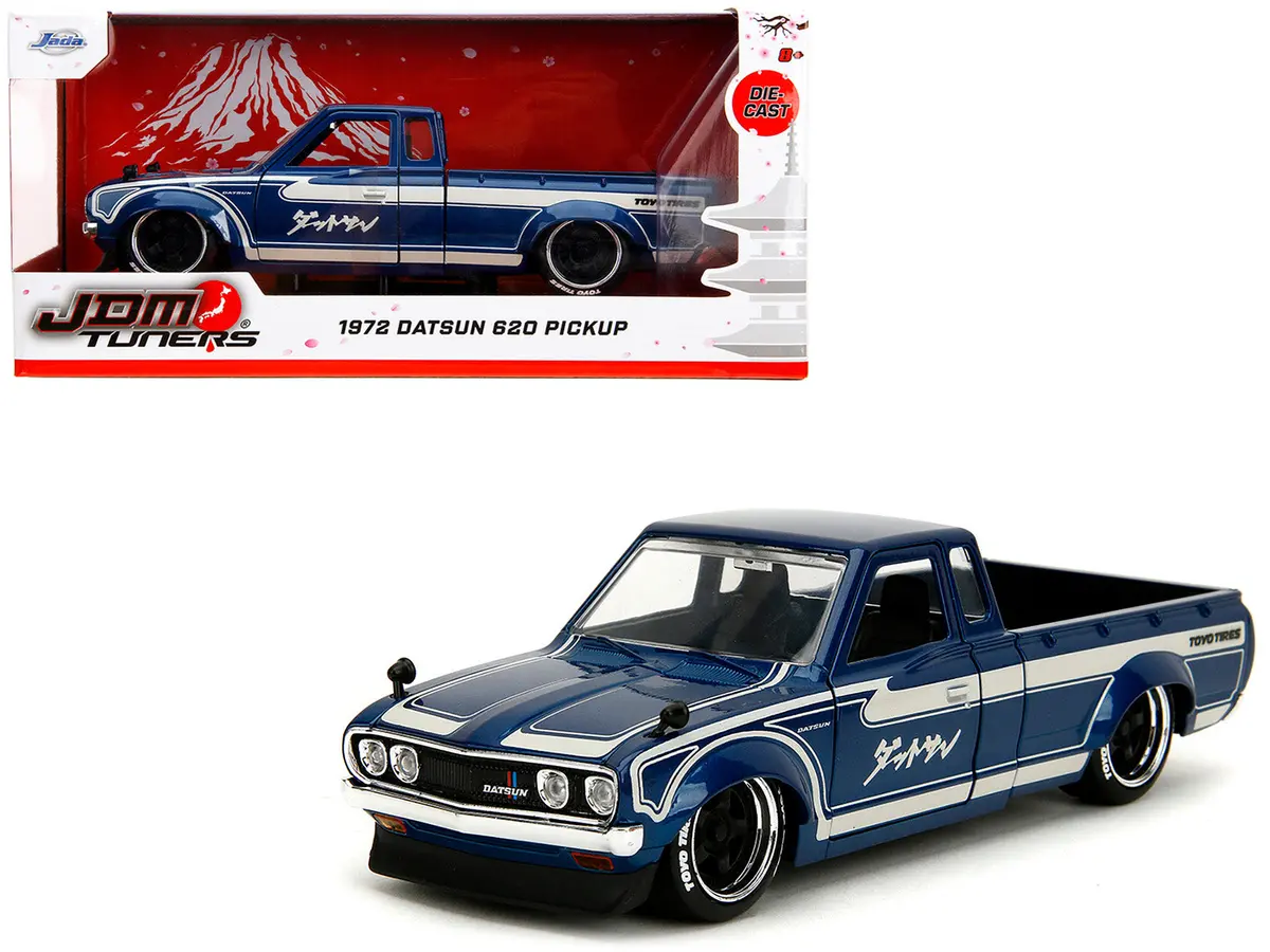 1972 Datsun 620 Pickup Truck Blue Metallic And Cream "Jdm Tuners" Series 1/24 Diecast Model By Jada 1