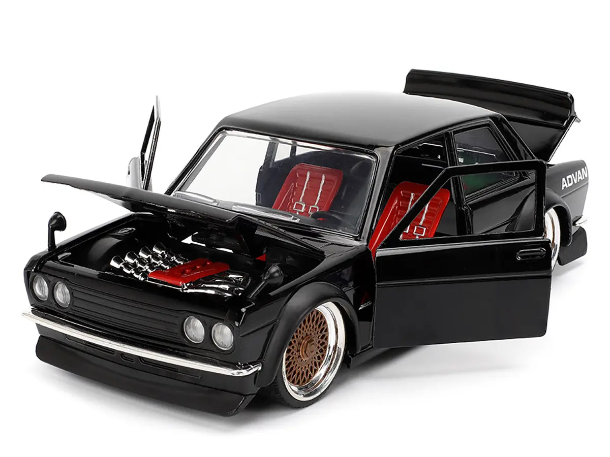 1973 Datsun 510 Black With Gold Wheels "Jdm Tuners" Series 1/24 Diecast Model Car By Jada 2