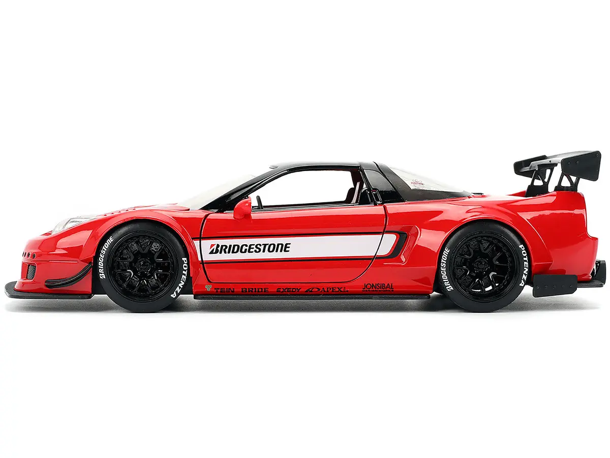2002 Honda Nsx-R Rhd (Right Hand Drive) "Bridgestone" Red With Black Top And White Stripes "Jdm Tuners" Series 1/24 Diecast Model Car By Jada 2
