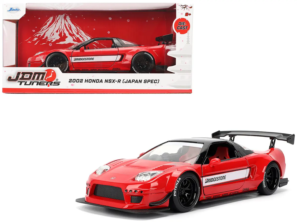 2002 Honda Nsx-R Rhd (Right Hand Drive) "Bridgestone" Red With Black Top And White Stripes "Jdm Tuners" Series 1/24 Diecast Model Car By Jada 1