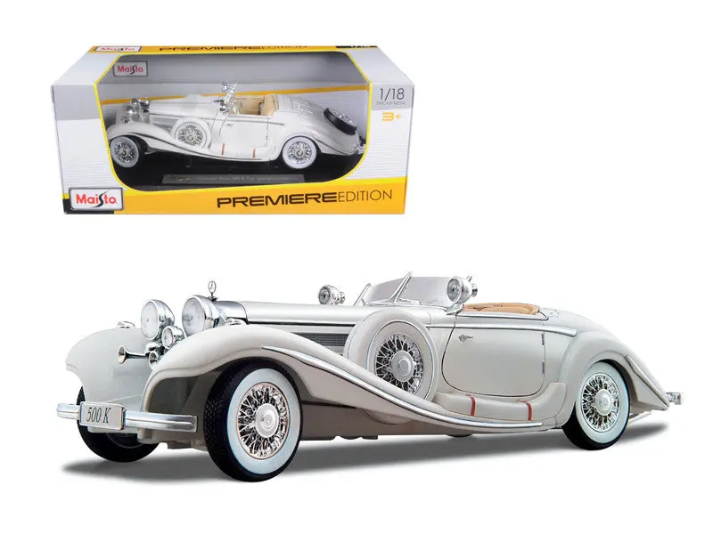 1936 Mercedes Benz 500 K Special Roadster White 1/18 Diecast Model Car By Maisto 1