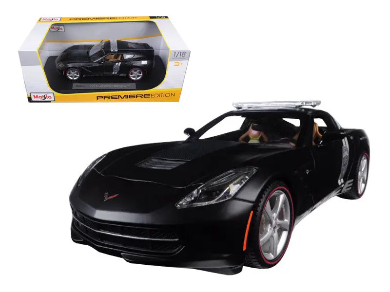 2014 Chevrolet Corvette C7 Stingray Police Matte Black 1/18 Diecast Model Car By Maisto 1