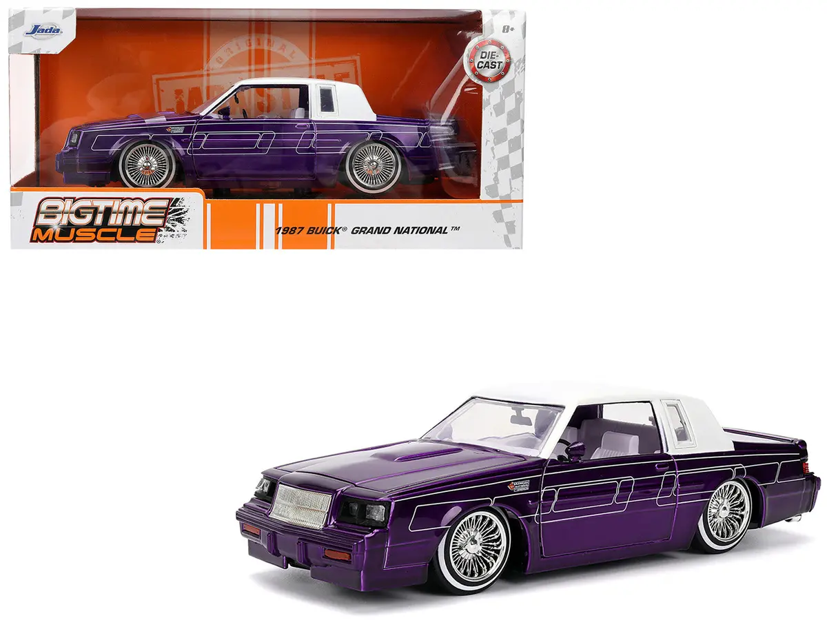 1987 Buick Grand National Candy Purple With Graphics And White Top And Interior "Bigtime Muscle" Series 1/24 Diecast Model Car By Jada 1