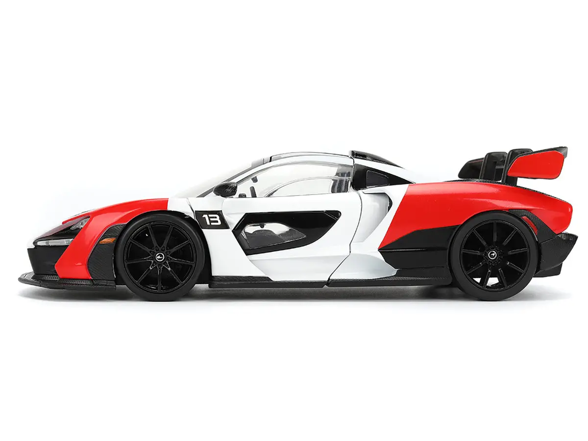 Mclaren Senna Red And White With Carbon Hood And Top "Hyperspec" Series 1/24 Diecast Model Car By Jada 2