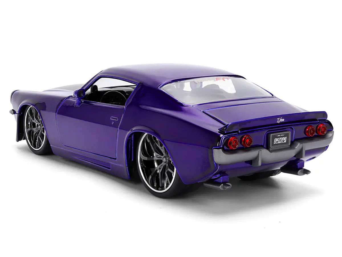 1971 Chevrolet Camaro Z/28 Purple Metallic With Black Hood "Bigtime Muscle" Series 1/24 Diecast Model Car By Jada 2