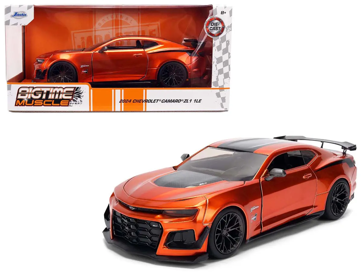 2024 Chevrolet Camaro Zl1 1Le Orange Metallic With Black Stripes "Bigtime Muscle" Series 1/24 Diecast Model Car By Jada 1