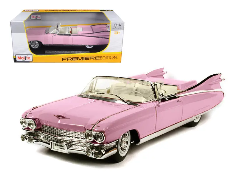 1959 Cadillac Eldorado Biarritz Convertible Pink 1/18 Diecast Model Car By Maisto 1
