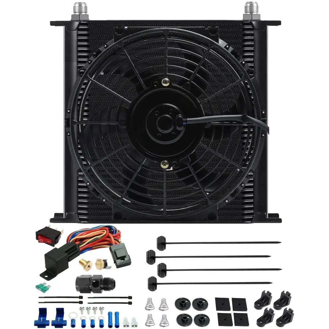 40 Row Engine Transmission Oil Cooler Electric Fan Hose End Temperature Switch 1