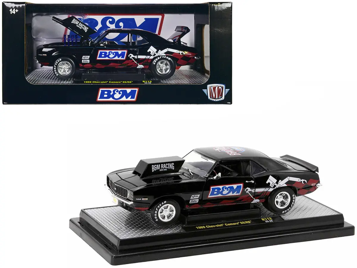 1969 Chevrolet Camaro Ss/Rs Black "B&M Racing" Limited Edition To 6650 Pieces Worldwide 1/24 Diecast Model Car By M2 Machines 1