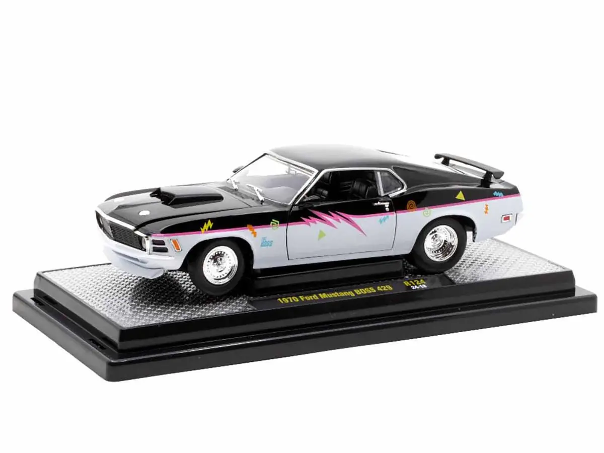 1970 Ford Mustang Boss 429 "Pro Street" Black And Gray With Graphics Limited Edition To 6650 Pieces Worldwide 1/24 Diecast Model Car By M2 Machines 2