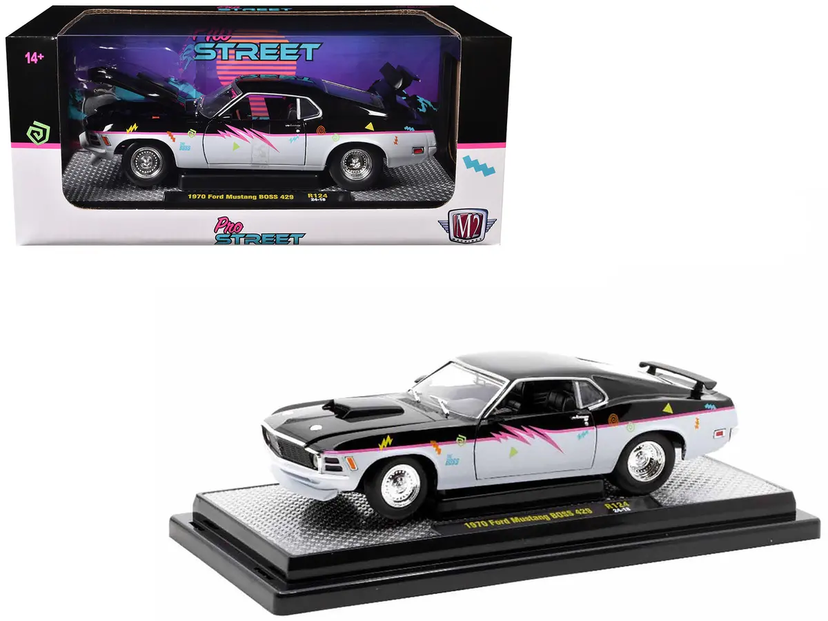 1970 Ford Mustang Boss 429 "Pro Street" Black And Gray With Graphics Limited Edition To 6650 Pieces Worldwide 1/24 Diecast Model Car By M2 Machines 1