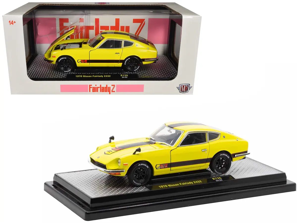 1970 Nissan Fairlady Z 432 Rhd (Right Hand Drive) #3 Yellow With Black Stripes Limited Edition To 4250 Pieces Worldwide 1/24 Diecast Model Car By M2 Machines 1