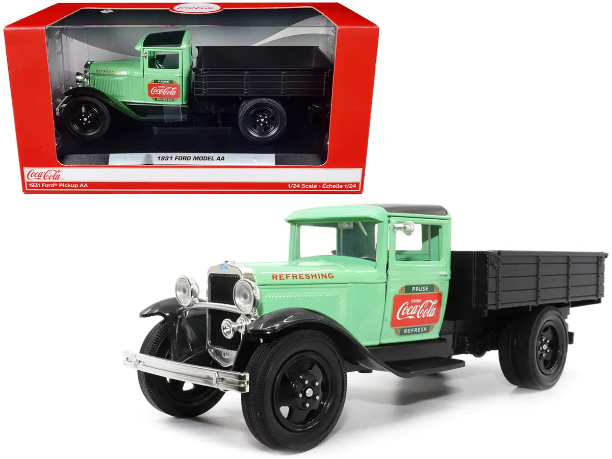 1931 Ford Model Aa Pickup Truck Light Green And Black "Pause. Refresh. Drink Coca-Cola" 1/24 Diecast Model By Motor City Classics 1