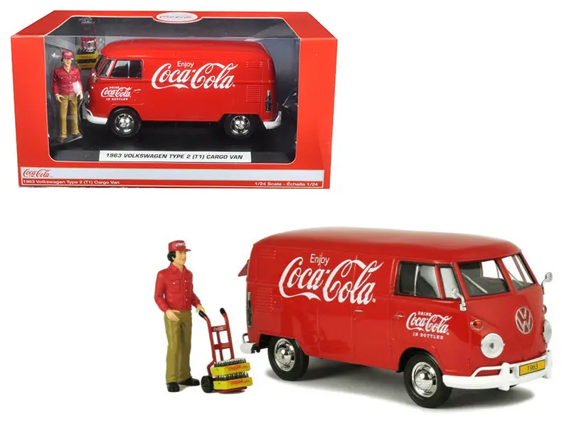 1963 Volkswagen T1 "Coca Cola" Cargo Van With Delivery Driver 1/24 Diecast Model  By Motor City Classics 1