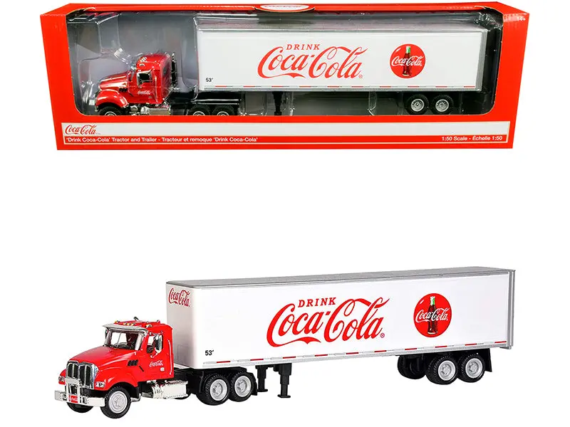 Truck Tractor With 53' Trailer "Drink Coca-Cola" Red And White 1/50 Diecast Model By Motorcity Classics 1