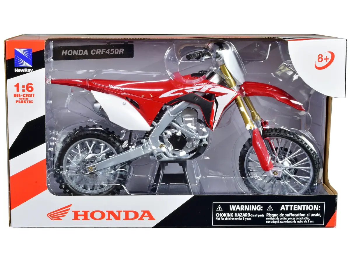 Honda Crf450r Dirt Bike Motorcycle Red And White 1/6 Diecast Model By New Ray 1