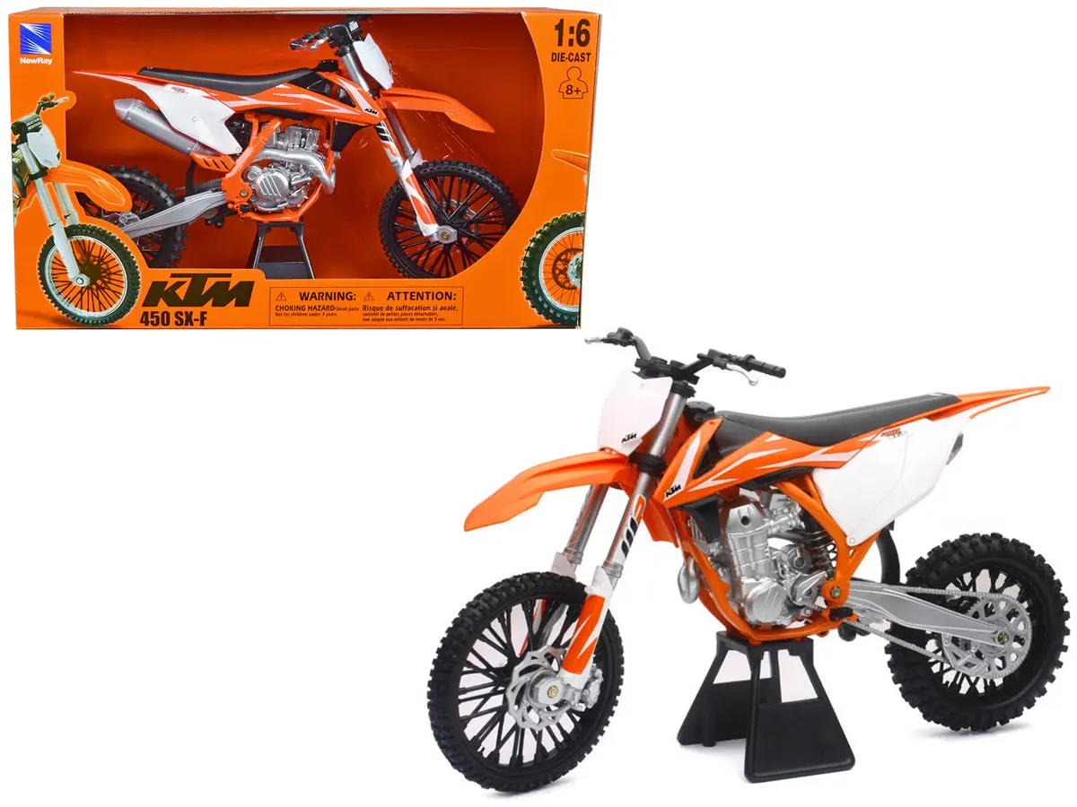 2018 Ktm 450 Sx-F Dirt Bike Motorcycle Orange And White 1/6 Diecast Model By New Ray 1