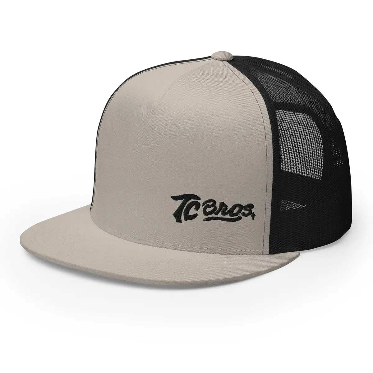 Script Flat Bill Trucker Cap - Silver/Black 1