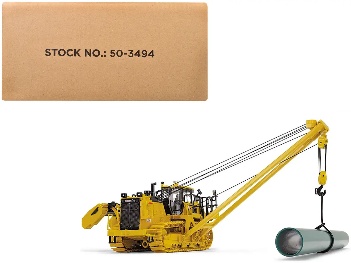 Komatsu D155cx-8 With K170 Pipelayer Yellow With Accessories 1/50 Diecast Model By First Gear 1