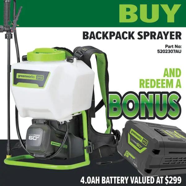 Greenworks 60V Battery Backpack Pressure Sprayer (Skin Only) 1