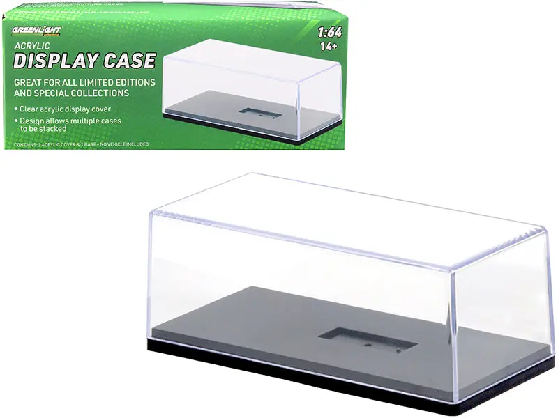 Collectible Acrylic Display Show Case With Black Plastic Base For 1/64 Scale Model Cars By Greenlight 1