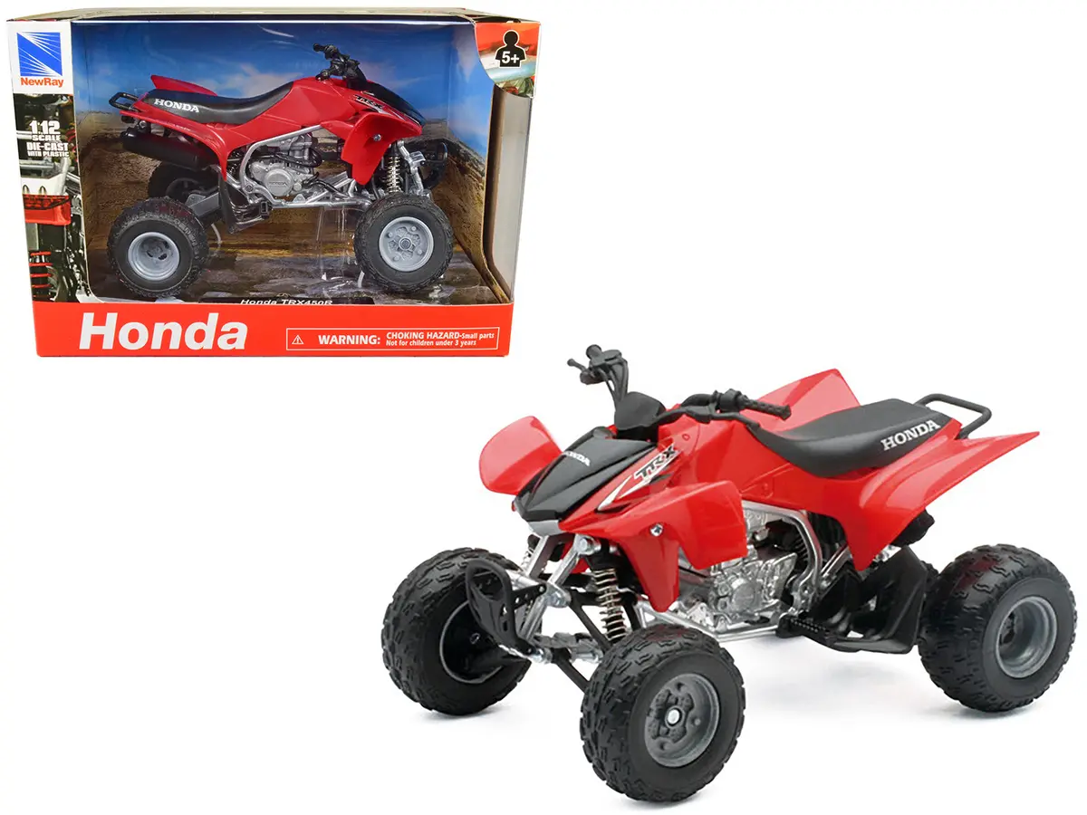 Honda Trx 450R Atv Red 1/12 Diecast Motorcycle Model By New Ray 1