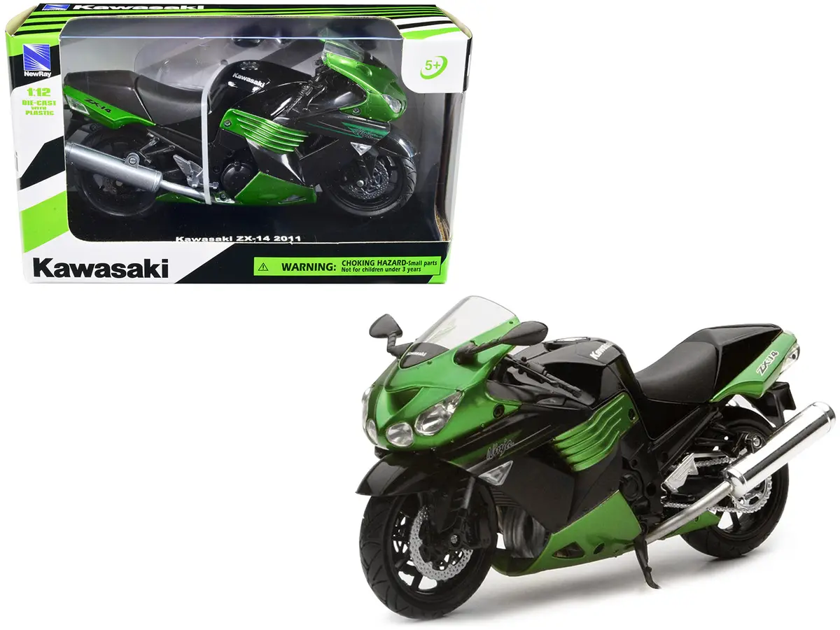 2011 Kawasaki Zx-14 Ninja Green Motorcycle Model 1/12 By New Ray 1
