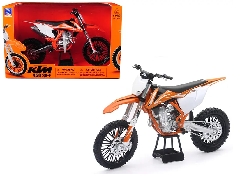 Ktm 450 Sx-F Dirt Bike Orange And White 1/10 Motorcycle Model By New Ray 1
