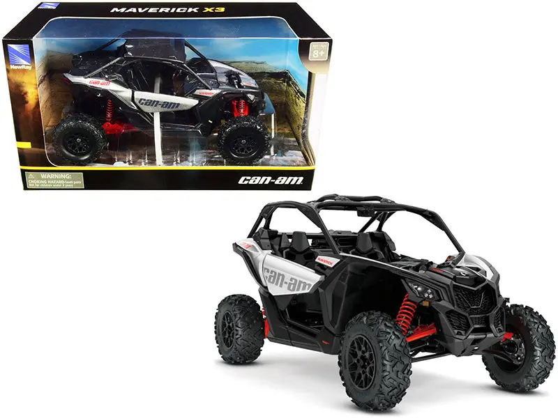Can-Am Maverick X3 Atv Hyper Silver And Red 1/18 Diecast Model By New Ray 1