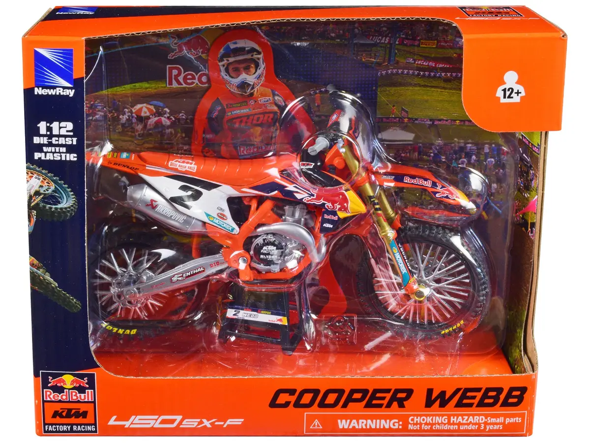Ktm 450 Sx-F Motorcycle #2 Cooper Webb "Red Bull Ktm Factory Racing" 1/12 Diecast Model By New Ray 1