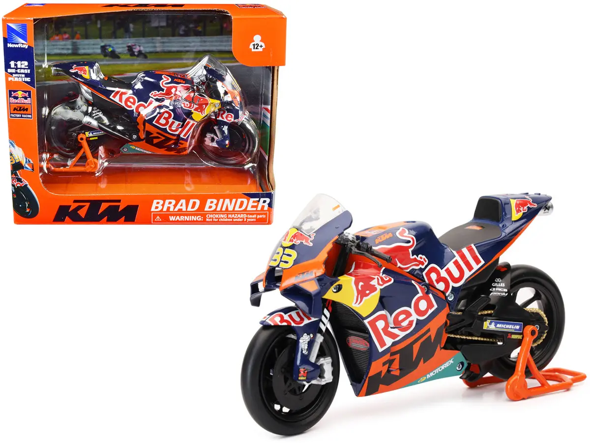 Ktm Rc16 Motorcycle #33 Brad Binder Motogp "Red Bull Ktm Factory Racing" 1/12 Diecast Model By New Ray 1