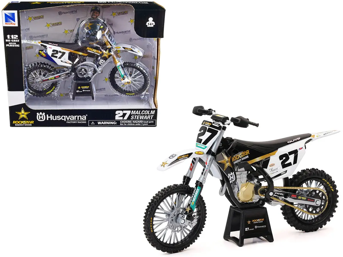 Husqvarna Fc450 Motorcycle #27 Malcolm Stewart "Rockstar Energy Drink" 1/12 Diecast Model By New Ray 1