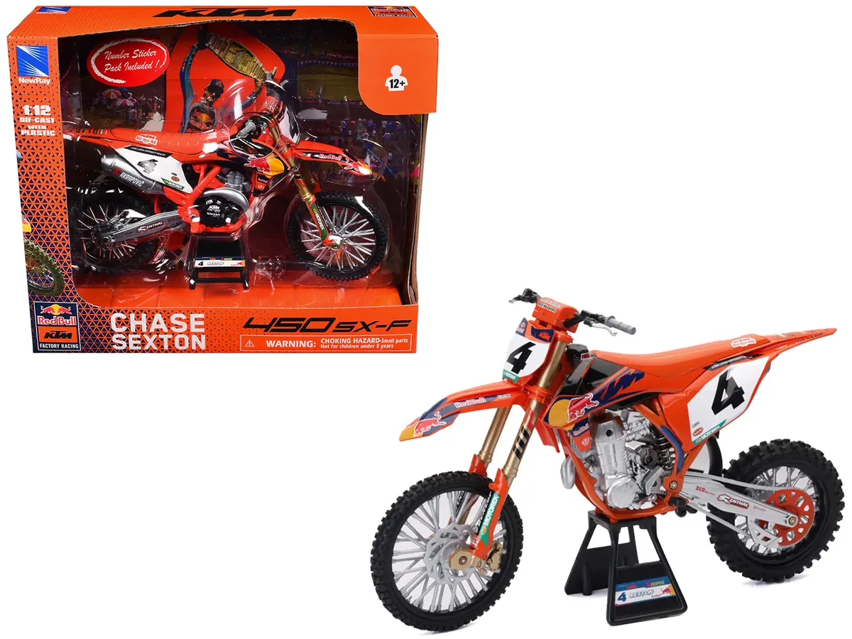Ktm 450 Sx-F Motorcycle #4 Chase Sexton "Red Bull Ktm Factory Racing" 1/12 Diecast Model By New Ray 1