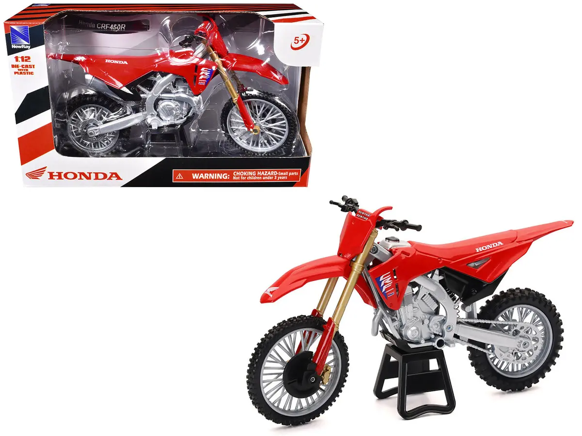 Honda Crf450r Motorcycle Red With Black Accents 1/12 Diecast Model By New Ray 1