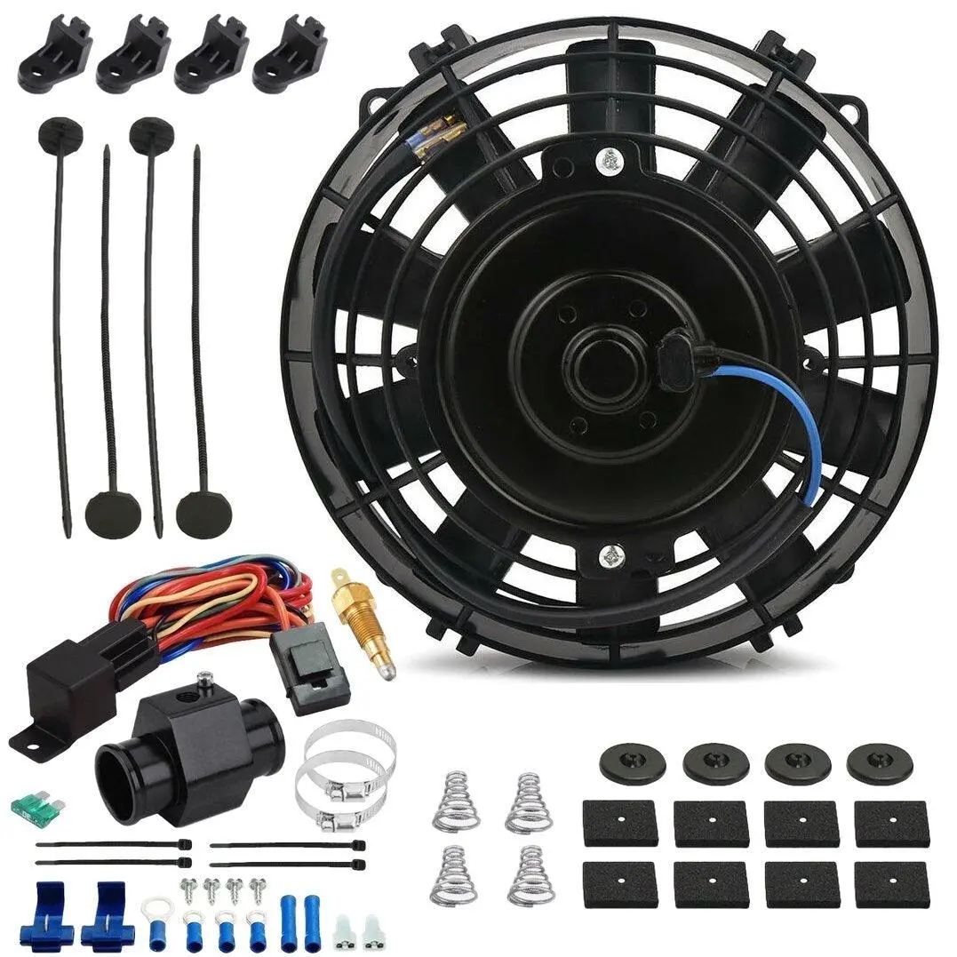 6 Inch Electric Fan Radiator Hose Adapter Grounding Temperature Switch Kit 1
