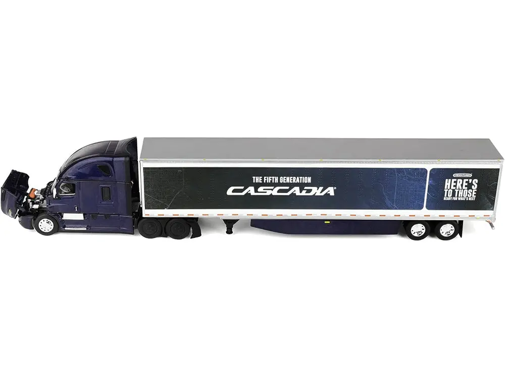 Freightliner Fifth Generation Cascadia Raised Roof Sleeper & 53' Utility Trailer With Skirts Midnight Blue 1/64 Diecast Model By Dcp/First Gear 2