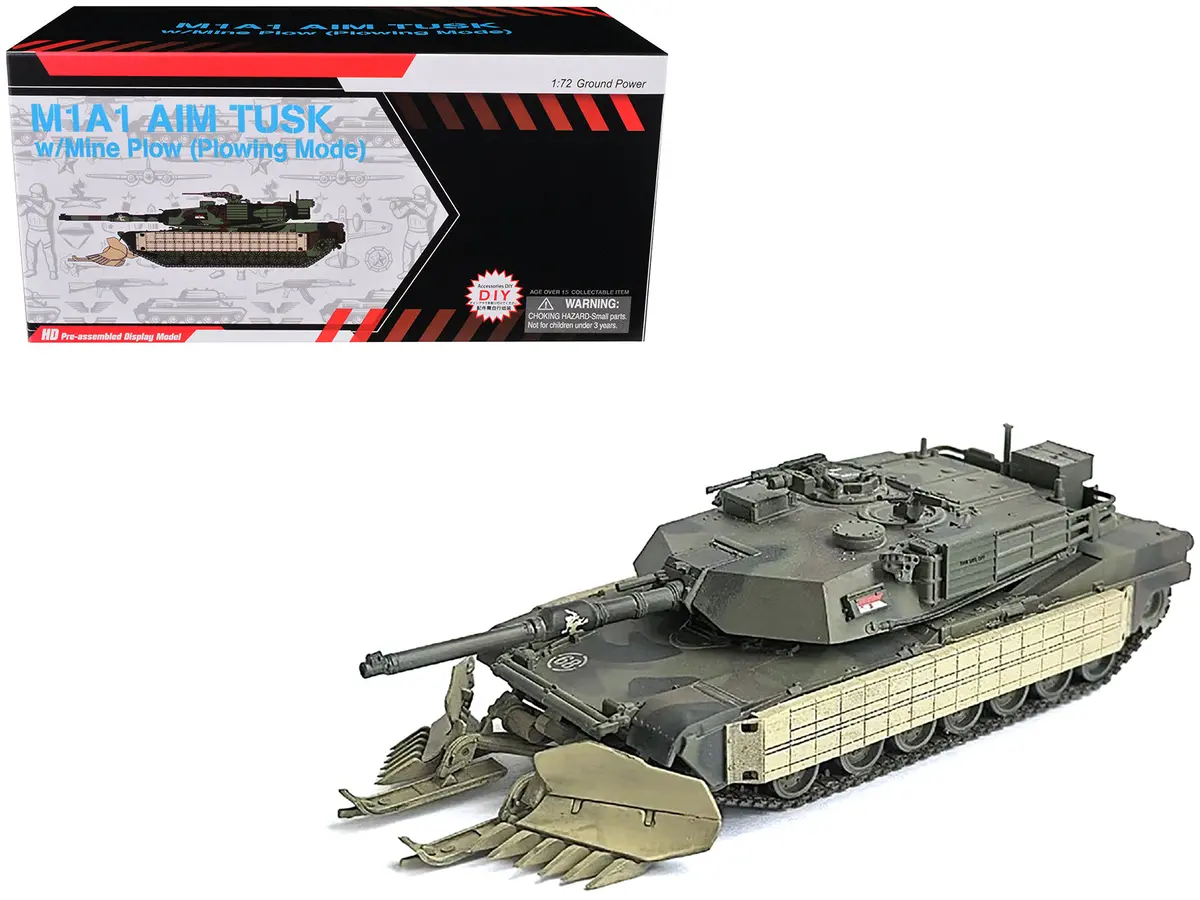 United States M1a1 Aim (Abrams Integrated Management) Tank With Mine Plow (Plowing Mode) #68 "United States Army" Olive Drab "Neo Dragon Armor" Series 1/72 Plastic Model By Dragon Models 1
