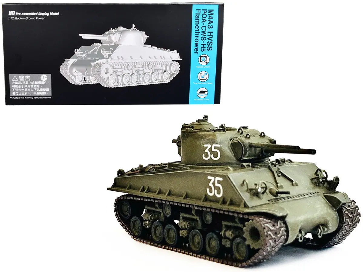 United States M4a3 Hvss Poa-Cws-H5 Flamethrower Tank Olive Drab #35 "Hawaii" (1951) "Neo Dragon Armor" Series 1/72 Plastic Model By Dragon Models 1