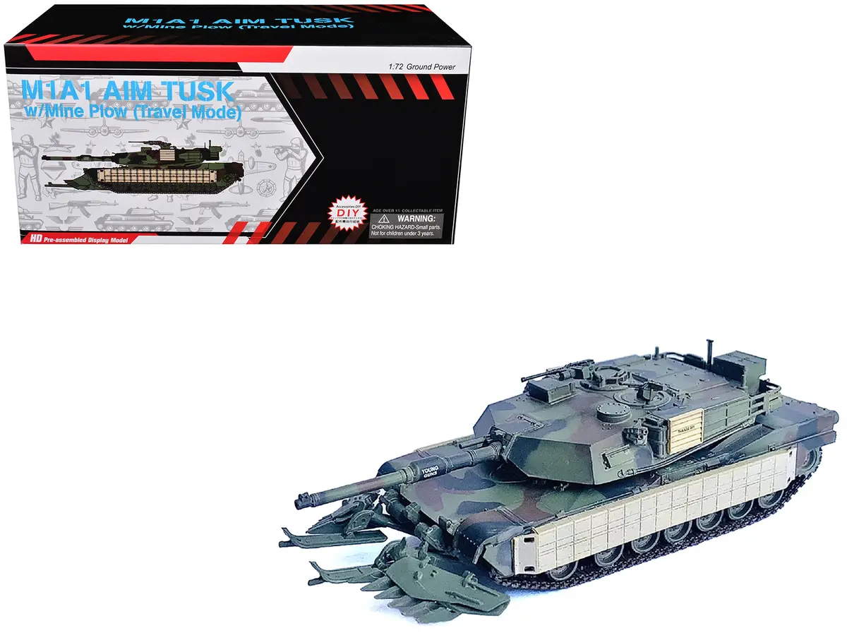 United States M1a1 Aim Tusk (Tank Urban Survival Kit) With Mine Plow (Travel Mode) "United States Marine Corps 8Th Tank Battalion Ii Med Iraq" (2003) Green Camouflage "Neo Dragon Armor" Series 1/72 Plastic Model By Dragon Models 1